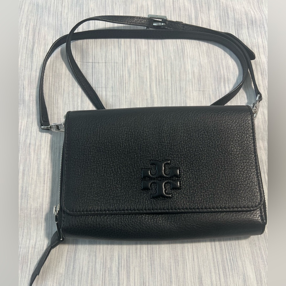 Tory Burch Black Pebbled Leather Crossbody Bag